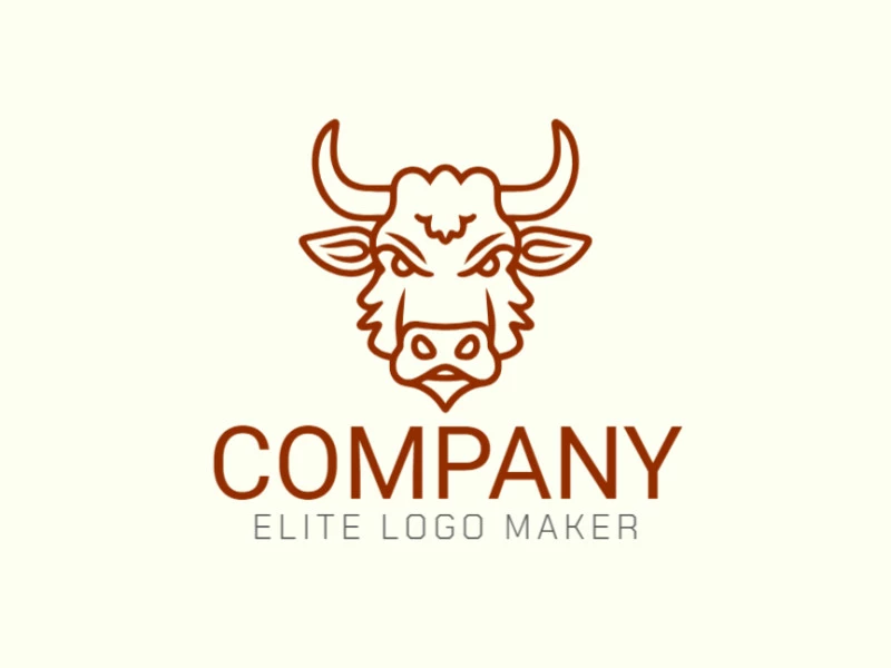 An elegant, ideal, and unique monoline logo design featuring an ox head, symbolizing strength and reliability.