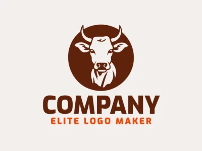 Create your own logo in the shape of an ox with an abstract style and dark brown color.