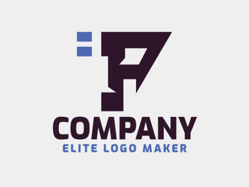 Create a logo for your company in the shape of a letter "P", with abstract style, with blue and black colors.