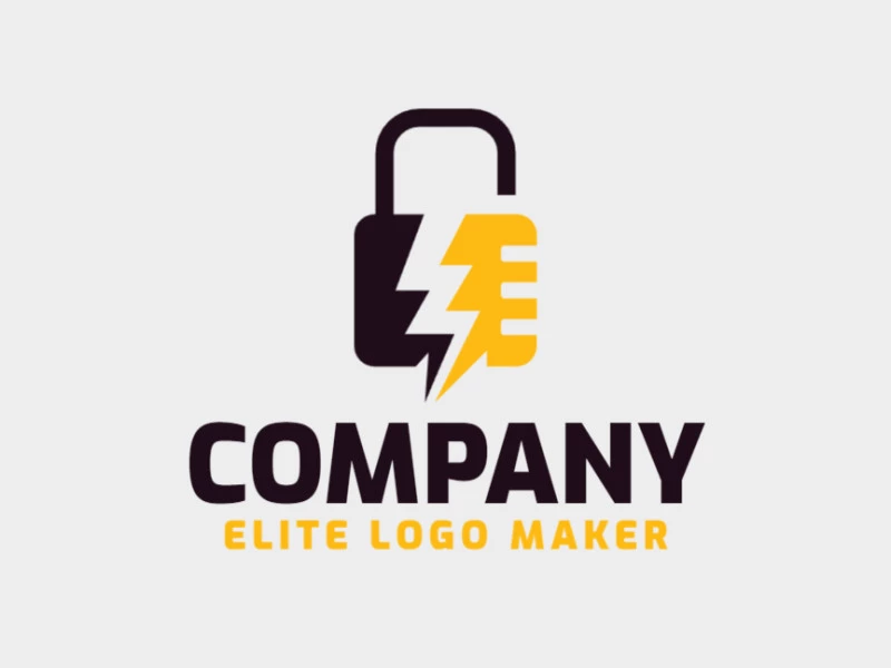 Vector logo in the shape of a padlock combined with a lightning bolt with double meaning design.