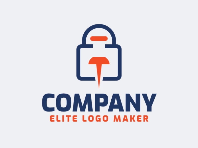 Logo Template in the shape of a padlock combined with a pin, with a simple design.