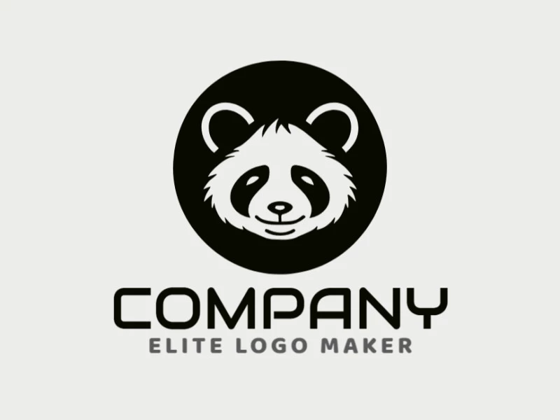 Creative logo in the shape of a panda bear with memorable design and simple style, the color used is black.