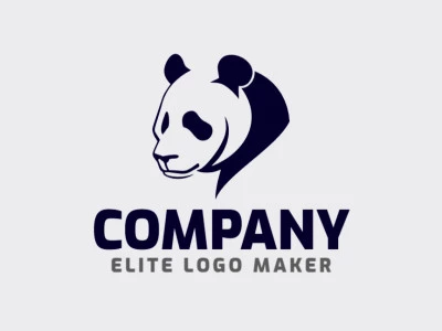 Abstract logo with a refined design forming a panda bear, the color used was black.