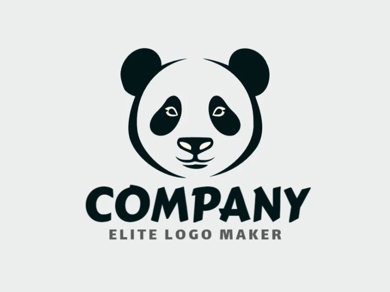 Create a logo for your company in the shape of a panda bear with a mascot style with black and beige colors.