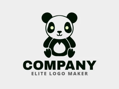 A playful mascot logo featuring a panda bear in green and black, perfect for representing harmony and strength.