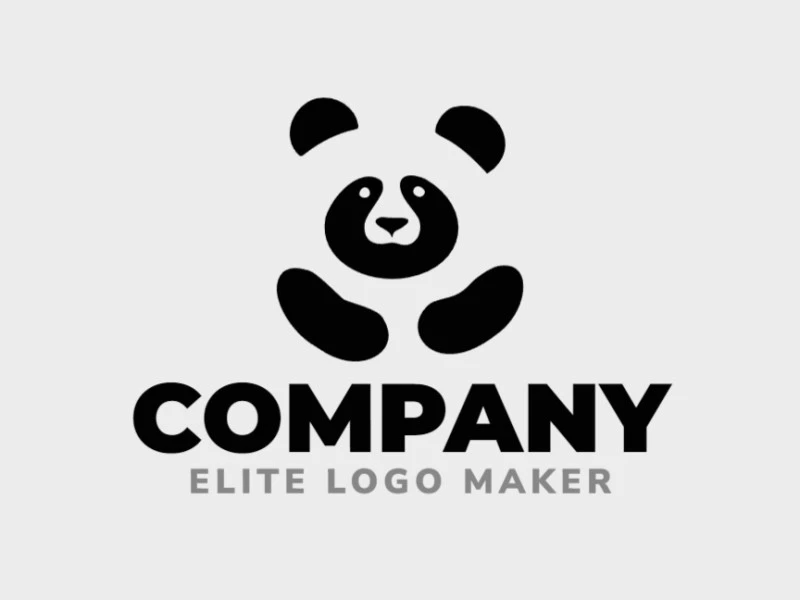 Template logo in the shape of a Panda bear with negative space design and black color.