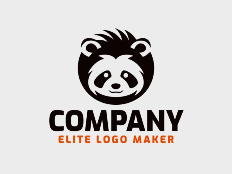 Creative logo in the shape of a Panda bear with a memorable design and minimalist style, the color used is black.