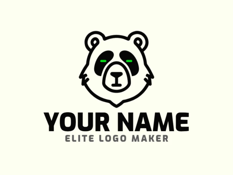 An excellent and cheap vector logo featuring a minimalist panda bear head with a distinct green eye, creating a simple yet memorable design.