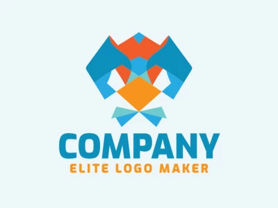 Animal logo with the shape of a stylized parakeet head with yellow, blue and orange colors.