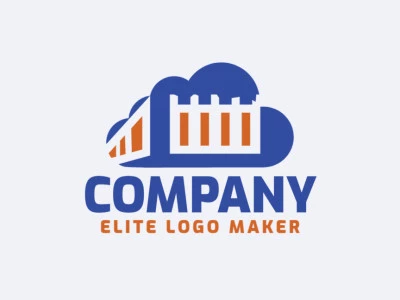 Abstract logo design consists of the combination of a Parthenon with a shape of a cloud with orange and blue colors.