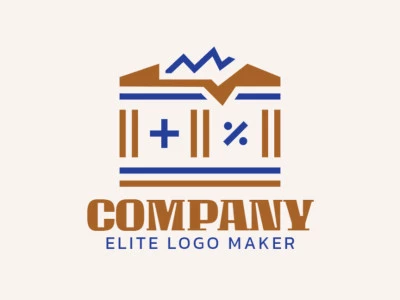 Simple and professional logo design in the shape of a Parthenon combined with a plus and percentage sign with double meaning style, the colors used are blue and brown.