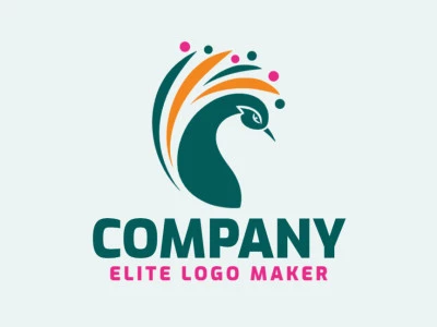 An abstract logo depicting a peacock, its vibrant hues of orange, pink, and dark green symbolizing elegance and vitality.