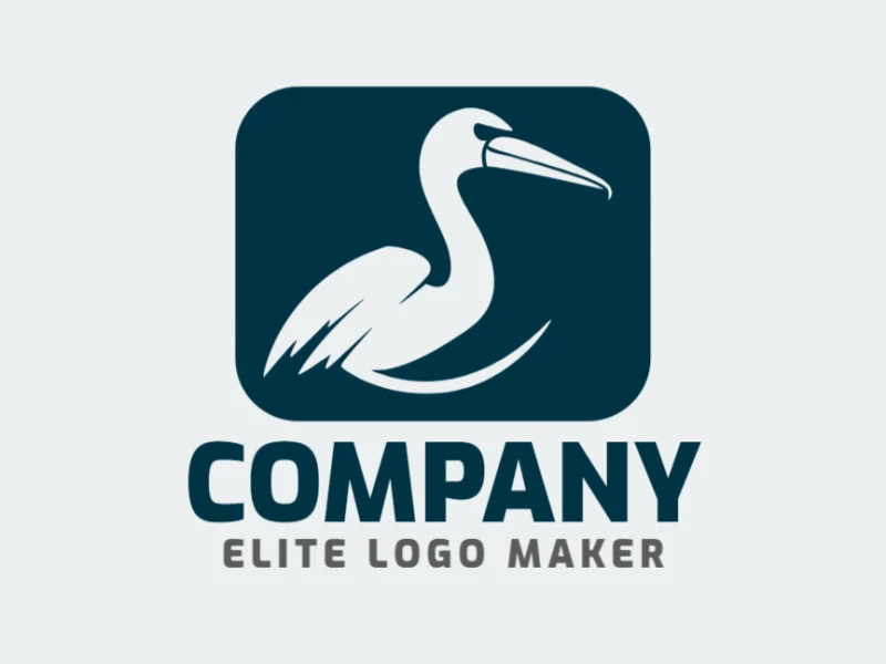 A minimalist dark blue pelican silhouette, offering a sleek and timeless logo design.