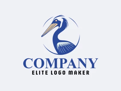 Customizable logo in the shape of a pelican with a creative design and circular style.