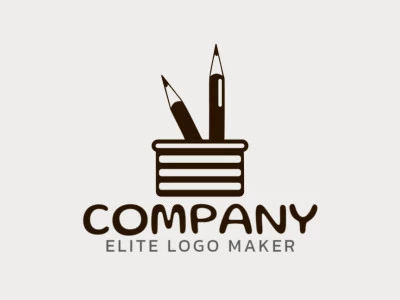 Minimalist logo with a refined design forming a pencil pot, the color used was dark brown.