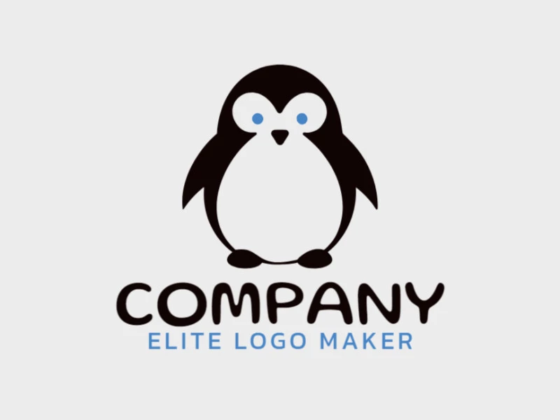 Professional logo in the shape of a penguin with a minimalist style, the colors used were blue and black.