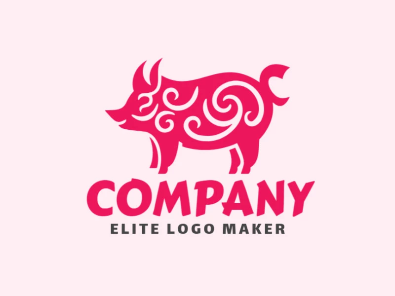 Create your online logo in the shape of a pig with customizable colors and an ornamental style.