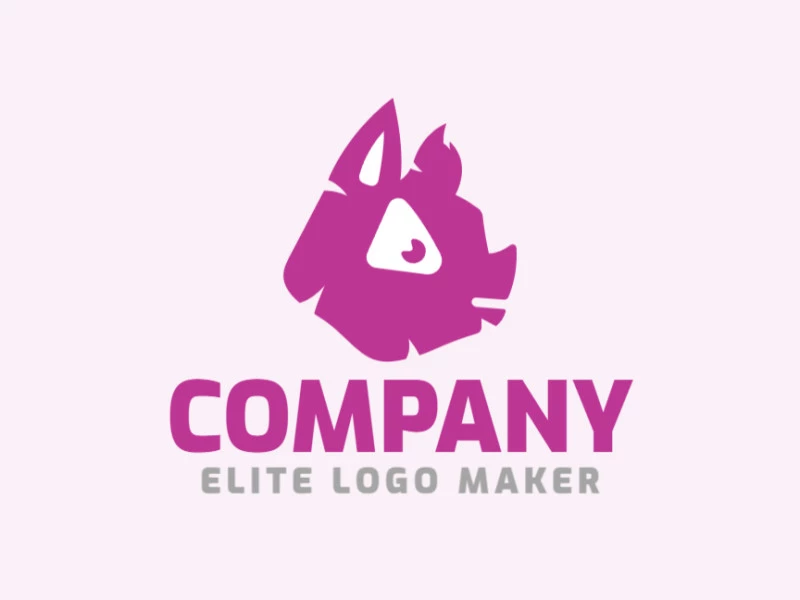 Childish logo with solid shapes, forming a pig with a refined design and pink color.