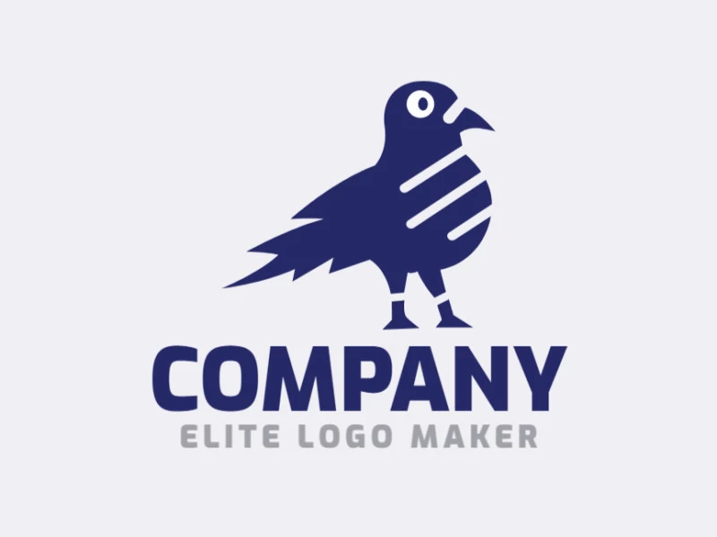 Animal logo with the shape of a pigeon with abstract style with blue and white colors.