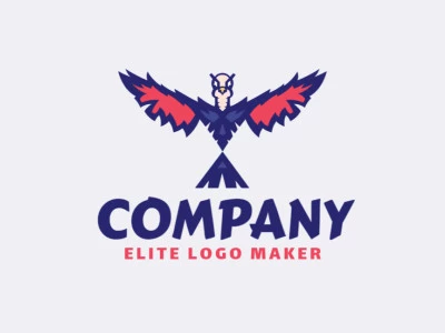 Simple logo composed of abstract shapes forming a pigeon with blue, red, and beige colors.