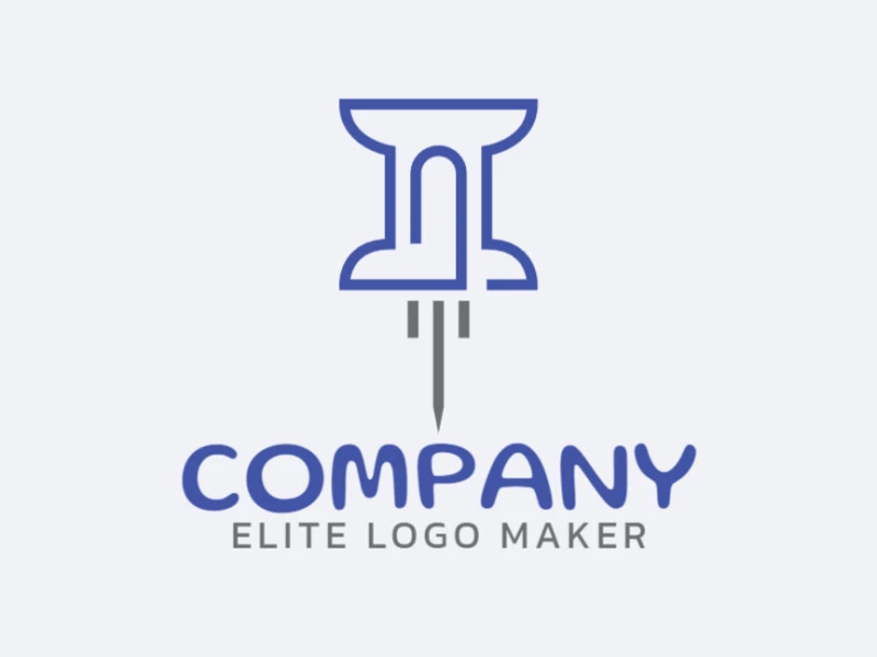 Simple logo with creative concept forming a pin combined with a clip with a refined design and blue and gray colors.