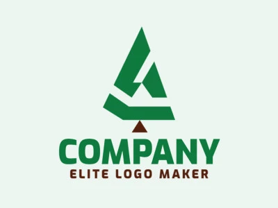 Simple logo in the shape of pine with green and brown colors, this logo is ideal for various types of company.