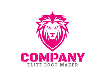 Ideal logo for different businesses in the shape of a pink lion, with creative design and abstract style.