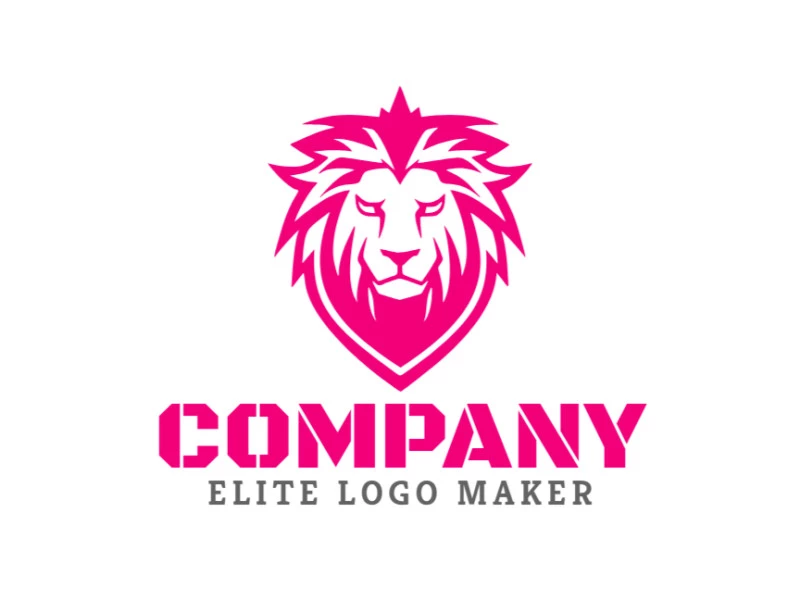 Ideal logo for different businesses in the shape of a pink lion, with creative design and abstract style.