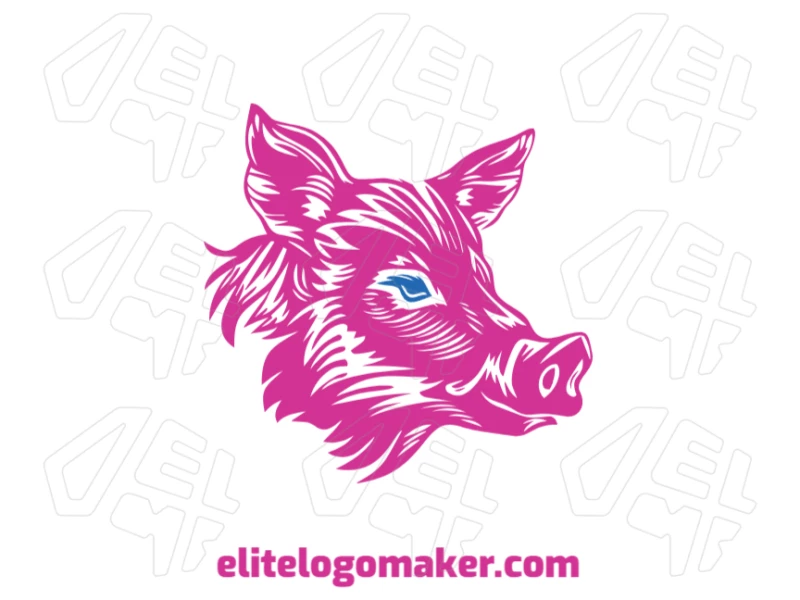 Pink Pig Head With Complex Design - Logo Creator A complex pink pig head design featuring a unique concept, perfect for creating an eye-catching and creative logo with detailed animal style.
