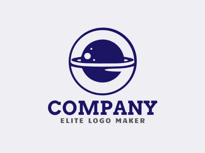 Create a logo for your company in the shape of a planet with minimalist style and dark blue color.