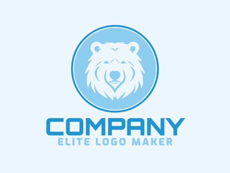 Logo template for sale in the shape of a polar bear, the colors used were blue and dark blue.