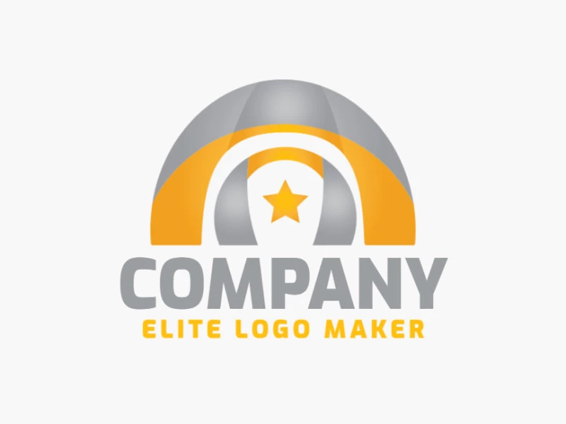 Gradient logo design consists of the combination of a temple with a shape of a star with gray and yellow colors.