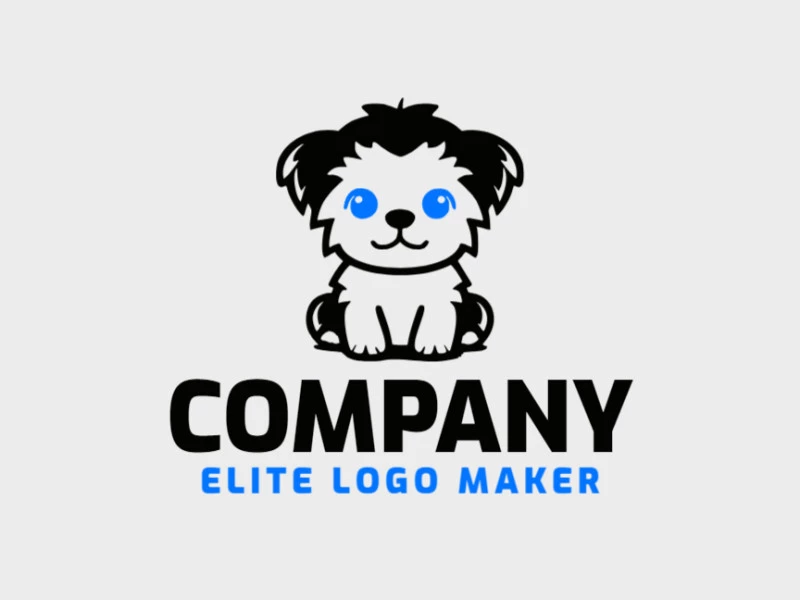 Customizable logo in the shape of a Puppy with a childish style, the colors used were blue and black.