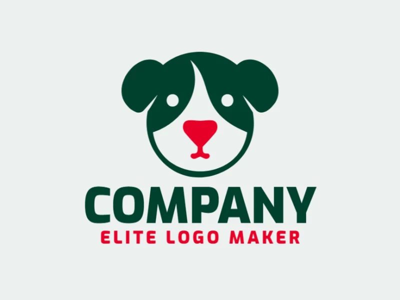 A charming and simple logo featuring a puppy, with a delightful blend of green and red hues.