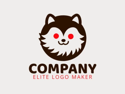 Vector logo in the shape of a puppy head with a simple design with orange and dark brown colors.