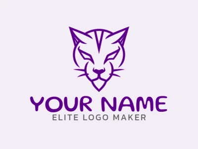 A refined abstract logo featuring a purple cat, designed with elegant shapes and smooth lines for a sophisticated look.