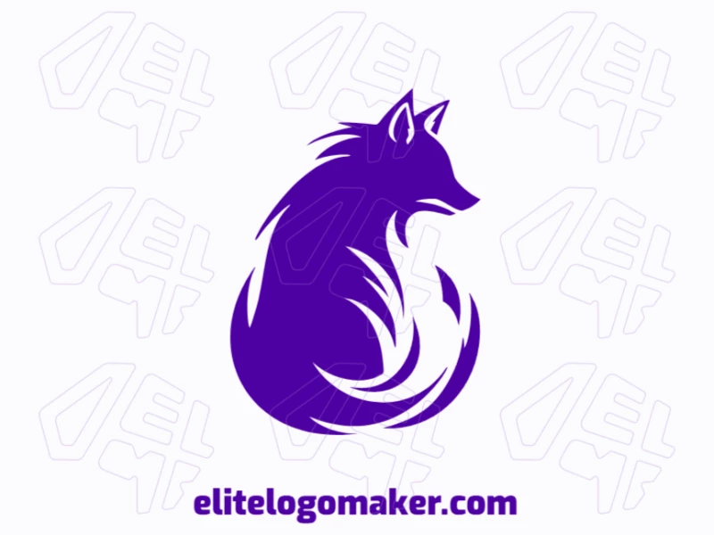 Logo with creative design, forming a purple fox with animal style and customizable colors.