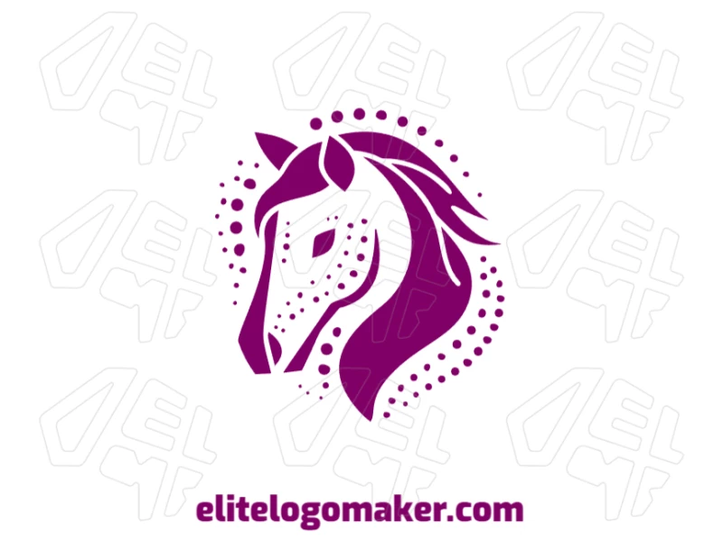 A graceful illustrative logo featuring a purple horse with an incredibly detailed design, perfect for an elegant and refined brand identity.