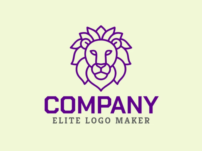 A unique and cheap logo template featuring a purple lion rendered in a sleek monoline style, perfect for distinctive and affordable branding.