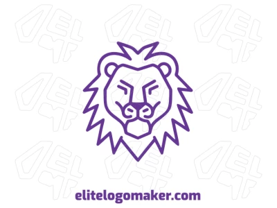 Flashy purple lion head logo design with a customizable and symmetrical style, perfect for a bold and unique visual identity.