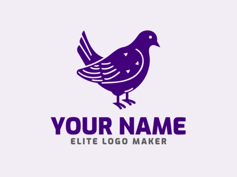 A dynamic animal logo design featuring a purple pigeon, offering a sleek and modern visual identity for creative branding.