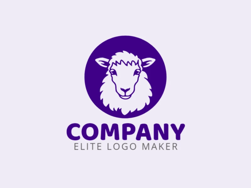 Creative logo in the shape of a purple sheep with a memorable design and illustrative style, the color used is purple.