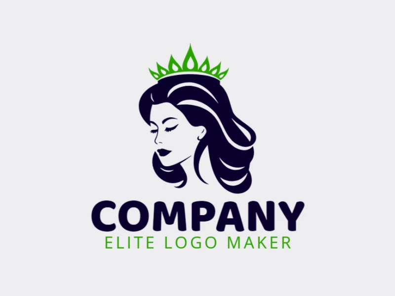 Create an ideal logo for your business in the shape of a queen with abstract style and customizable colors.