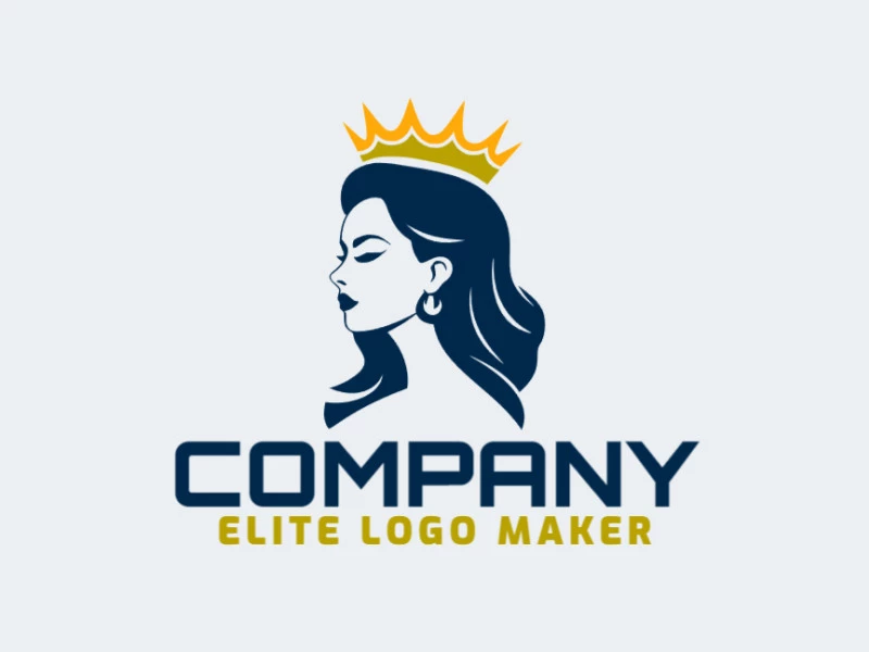 Create a memorable logo for your business in the shape of a queen with a crown with abstract style and creative design.