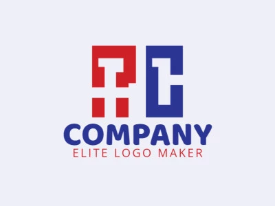 Ideal logo for different businesses in the shape of a letter "R" combined with a letter "C", with a simple style.