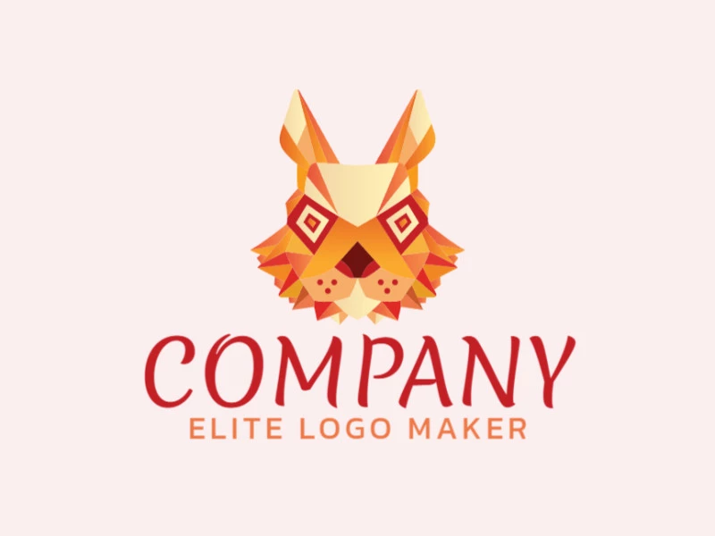 Professional logo in the shape of a rabbit head with a gradient style, the colors used was orange, red, and yellow.