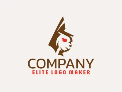 Vector logo in the shape of a rabbit head with an abstract design, with brown and red colors.