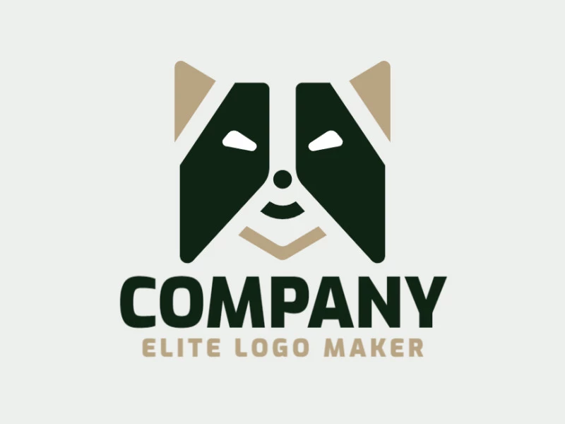 Create your own logo in the shape of a raccoon with a minimalist style with brown and black colors.