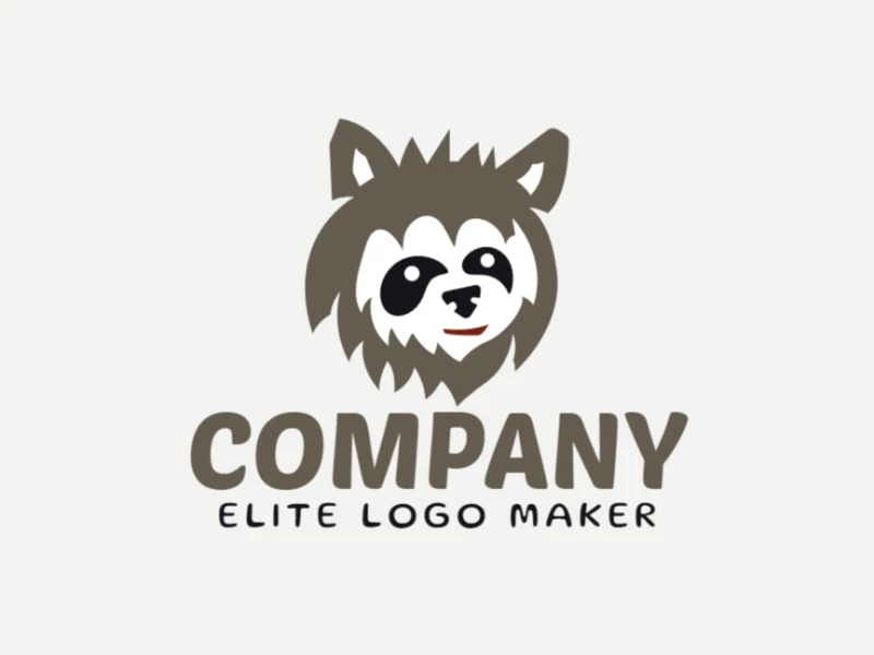 Abstract logo with a refined design forming a raccoon head with black and brown colors.