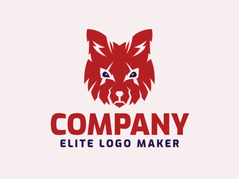 The logo is available for sale in the shape of a red fox, with abstract style, with red and black colors.